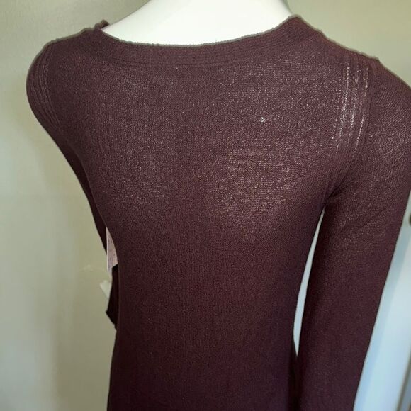 Free People Mocha brown bell sleeve slit side sweater - Picture 3 of 10